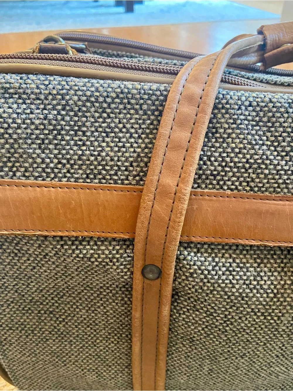 Hartmann Vintage Tweed And Leather Overnight Business Traveler Bag